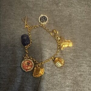 Gold Charm Bracelet with Navy Accents